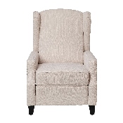 Prescott Traditional Style Slim Push Back Recliner Chair-Wingback Recliner with Cream Fabric Upholstery-Accent Nail Trim, BO-BS7002-1-CREAM-GG