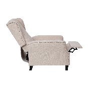 Prescott Traditional Style Slim Push Back Recliner Chair-Wingback Recliner with Cream Fabric Upholstery-Accent Nail Trim, BO-BS7002-1-CREAM-GG