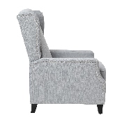 Prescott Traditional Style Slim Push Back Recliner Chair-Wingback Recliner with Gray Polyester Fabric Upholstery-Accent Nail Trim, BO-BS7002-1-GY-GG