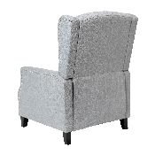 Prescott Traditional Style Slim Push Back Recliner Chair-Wingback Recliner with Gray Polyester Fabric Upholstery-Accent Nail Trim, BO-BS7002-1-GY-GG