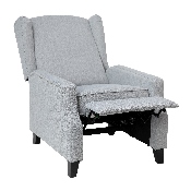 Prescott Traditional Style Slim Push Back Recliner Chair-Wingback Recliner with Gray Polyester Fabric Upholstery-Accent Nail Trim, BO-BS7002-1-GY-GG
