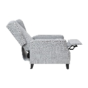 Prescott Traditional Style Slim Push Back Recliner Chair-Wingback Recliner with Gray Polyester Fabric Upholstery-Accent Nail Trim, BO-BS7002-1-GY-GG
