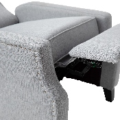 Prescott Traditional Style Slim Push Back Recliner Chair-Wingback Recliner with Gray Polyester Fabric Upholstery-Accent Nail Trim, BO-BS7002-1-GY-GG