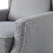 Prescott Traditional Style Slim Push Back Recliner Chair-Wingback Recliner with Gray Polyester Fabric Upholstery-Accent Nail Trim, BO-BS7002-1-GY-GG