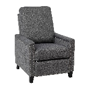 Carson Transitional Style Push Back Recliner Chair - Pillow Back Recliner - Gray Fabric Upholstery - Accent Nail Trim, BO-BS7003-GY-GG