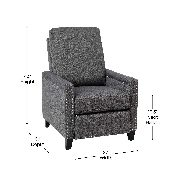 Carson Transitional Style Push Back Recliner Chair - Pillow Back Recliner - Gray Fabric Upholstery - Accent Nail Trim, BO-BS7003-GY-GG