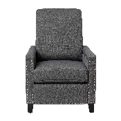 Carson Transitional Style Push Back Recliner Chair - Pillow Back Recliner - Gray Fabric Upholstery - Accent Nail Trim, BO-BS7003-GY-GG