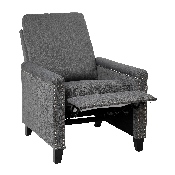 Carson Transitional Style Push Back Recliner Chair - Pillow Back Recliner - Gray Fabric Upholstery - Accent Nail Trim, BO-BS7003-GY-GG