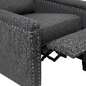 Carson Transitional Style Push Back Recliner Chair - Pillow Back Recliner - Gray Fabric Upholstery - Accent Nail Trim, BO-BS7003-GY-GG