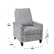 Carson Transitional Style Push Back Recliner Chair - Pillow Back Recliner - Light Gray Fabric Upholstery - Accent Nail Trim, BO-BS7003-LGY-GG