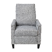 Carson Transitional Style Push Back Recliner Chair - Pillow Back Recliner - Light Gray Fabric Upholstery - Accent Nail Trim, BO-BS7003-LGY-GG