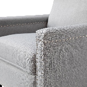 Carson Transitional Style Push Back Recliner Chair - Pillow Back Recliner - Light Gray Fabric Upholstery - Accent Nail Trim, BO-BS7003-LGY-GG