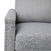 Carson Transitional Style Push Back Recliner Chair - Pillow Back Recliner - Light Gray Fabric Upholstery - Accent Nail Trim, BO-BS7003-LGY-GG