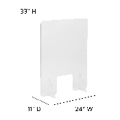 Acrylic Free-Standing Register Shield / Sneeze Guard, 33"H x 24"L, BR-ASLF-3324-GG