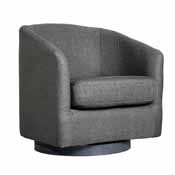 Landon Club Style Commercial Barrel Accent Armchair with 360 Degree Swivel Metal Base and Sloped Armrests in Dark Gray Fabric Upholstery, BS-AC22-060-DKGRY-GG