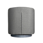 Landon Club Style Commercial Barrel Accent Armchair with 360 Degree Swivel Metal Base and Sloped Armrests in Dark Gray Fabric Upholstery, BS-AC22-060-DKGRY-GG