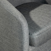 Landon Club Style Commercial Barrel Accent Armchair with 360 Degree Swivel Metal Base and Sloped Armrests in Dark Gray Fabric Upholstery, BS-AC22-060-DKGRY-GG