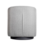 Landon Club Style Commercial Barrel Accent Armchair with 360 Degree Swivel Metal Base and Sloped Armrests in Light Gray Fabric Upholstery, BS-AC22-060-LTGRY-GG