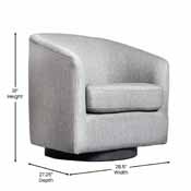 Landon Club Style Commercial Barrel Accent Armchair with 360 Degree Swivel Metal Base and Sloped Armrests in Light Gray Fabric Upholstery, BS-AC22-060-LTGRY-GG