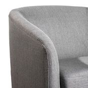 Landon Club Style Commercial Barrel Accent Armchair with 360 Degree Swivel Metal Base and Sloped Armrests in Light Gray Fabric Upholstery, BS-AC22-060-LTGRY-GG