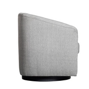 Landon Club Style Commercial Barrel Accent Armchair with 360 Degree Swivel Metal Base and Sloped Armrests in Light Gray Fabric Upholstery, BS-AC22-060-LTGRY-GG