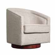 Dean Club Style Commercial Barrel Accent Armchair with 360 Degree Swivel Metal Base and Sloped Armrests in Cream Fabric Upholstery, BS-AC22-064-CRM-GG