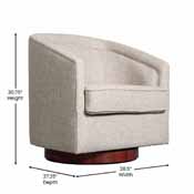 Dean Club Style Commercial Barrel Accent Armchair with 360 Degree Swivel Metal Base and Sloped Armrests in Cream Fabric Upholstery, BS-AC22-064-CRM-GG