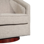 Dean Club Style Commercial Barrel Accent Armchair with 360 Degree Swivel Metal Base and Sloped Armrests in Cream Fabric Upholstery, BS-AC22-064-CRM-GG