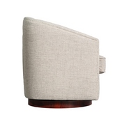 Dean Club Style Commercial Barrel Accent Armchair with 360 Degree Swivel Metal Base and Sloped Armrests in Cream Fabric Upholstery, BS-AC22-064-CRM-GG