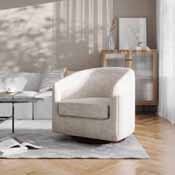 Dean Club Style Commercial Barrel Accent Armchair with 360 Degree Swivel Metal Base and Sloped Armrests in Cream Fabric Upholstery, BS-AC22-064-CRM-GG
