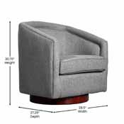 Dean Club Style Commercial Barrel Accent Armchair with 360 Degree Swivel Metal Base and Sloped Armrests in Gray Fabric Upholstery, BS-AC22-064-GRY-GG