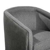 Dean Club Style Commercial Barrel Accent Armchair with 360 Degree Swivel Metal Base and Sloped Armrests in Gray Fabric Upholstery, BS-AC22-064-GRY-GG