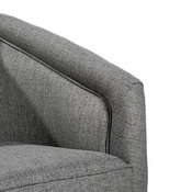 Dean Club Style Commercial Barrel Accent Armchair with 360 Degree Swivel Metal Base and Sloped Armrests in Gray Fabric Upholstery, BS-AC22-064-GRY-GG