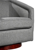Dean Club Style Commercial Barrel Accent Armchair with 360 Degree Swivel Metal Base and Sloped Armrests in Gray Fabric Upholstery, BS-AC22-064-GRY-GG