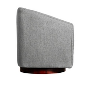 Dean Club Style Commercial Barrel Accent Armchair with 360 Degree Swivel Metal Base and Sloped Armrests in Gray Fabric Upholstery, BS-AC22-064-GRY-GG