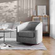 Dean Club Style Commercial Barrel Accent Armchair with 360 Degree Swivel Metal Base and Sloped Armrests in Gray Fabric Upholstery, BS-AC22-064-GRY-GG