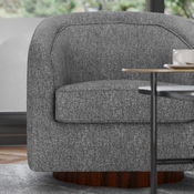Dean Club Style Commercial Barrel Accent Armchair with 360 Degree Swivel Metal Base and Sloped Armrests in Gray Fabric Upholstery, BS-AC22-064-GRY-GG
