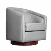 Dean Club Style Commercial Barrel Accent Armchair with 360 Degree Swivel Metal Base and Sloped Armrests in Gray LeatherSoft Upholstery, BS-AC22-064-GRYPU-GG