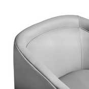 Dean Club Style Commercial Barrel Accent Armchair with 360 Degree Swivel Metal Base and Sloped Armrests in Gray LeatherSoft Upholstery, BS-AC22-064-GRYPU-GG