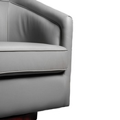 Dean Club Style Commercial Barrel Accent Armchair with 360 Degree Swivel Metal Base and Sloped Armrests in Gray LeatherSoft Upholstery, BS-AC22-064-GRYPU-GG