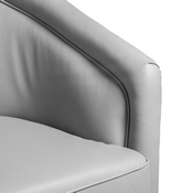 Dean Club Style Commercial Barrel Accent Armchair with 360 Degree Swivel Metal Base and Sloped Armrests in Gray LeatherSoft Upholstery, BS-AC22-064-GRYPU-GG