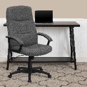 High Back Gray Fabric Executive Swivel Office Chair with Two Line Horizontal Stitch Back and Arms, BT-134A-GY-GG