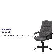 High Back Gray Fabric Executive Swivel Office Chair with Two Line Horizontal Stitch Back and Arms, BT-134A-GY-GG