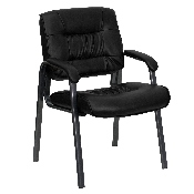 Black LeatherSoft Executive Side Reception Chair with Titanium Gray Powder Coated Frame, BT-1404-BKGY-GG