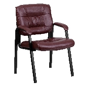 Burgundy LeatherSoft Executive Side Reception Chair with Black Metal Frame, BT-1404-BURG-GG