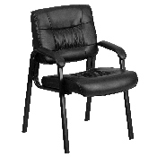 Black LeatherSoft Executive Side Reception Chair with Black Metal Frame, BT-1404-GG