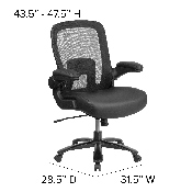 HERCULES Series Big & Tall 500 lb. Rated Black Mesh/LeatherSoft Executive Ergonomic Office Chair with Adjustable Lumbar, BT-20180-LEA-GG
