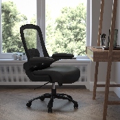 HERCULES Series Big & Tall 500 lb. Rated Black Mesh/LeatherSoft Executive Ergonomic Office Chair with Adjustable Lumbar, BT-20180-LEA-GG