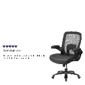 HERCULES Series Big & Tall 500 lb. Rated Black Mesh/LeatherSoft Executive Ergonomic Office Chair with Adjustable Lumbar, BT-20180-LEA-GG