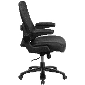 HERCULES Series Big & Tall 500 lb. Rated Black Mesh/LeatherSoft Executive Ergonomic Office Chair with Adjustable Lumbar, BT-20180-LEA-GG